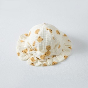 MyKids-Usa Baby Printed Pattern Bow Belt Decoration Lace Design Hats - 1 of 4
