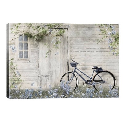 12" x 18" x 0.75" Blue Bike At Barn by Lori Deiter Unframed Wall Canvas - iCanvas