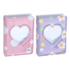 Unique Bargains Pvc Love Heart Hollow Kpop Mini Photocard Binder 2 Pcs - 1 of 3