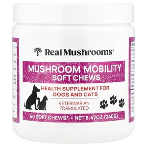 Real Mushrooms Mushroom Mobility Soft Chews, For Dogs and Cats , 60 Soft Chews, 8.47 oz (240 g) - 1 of 3