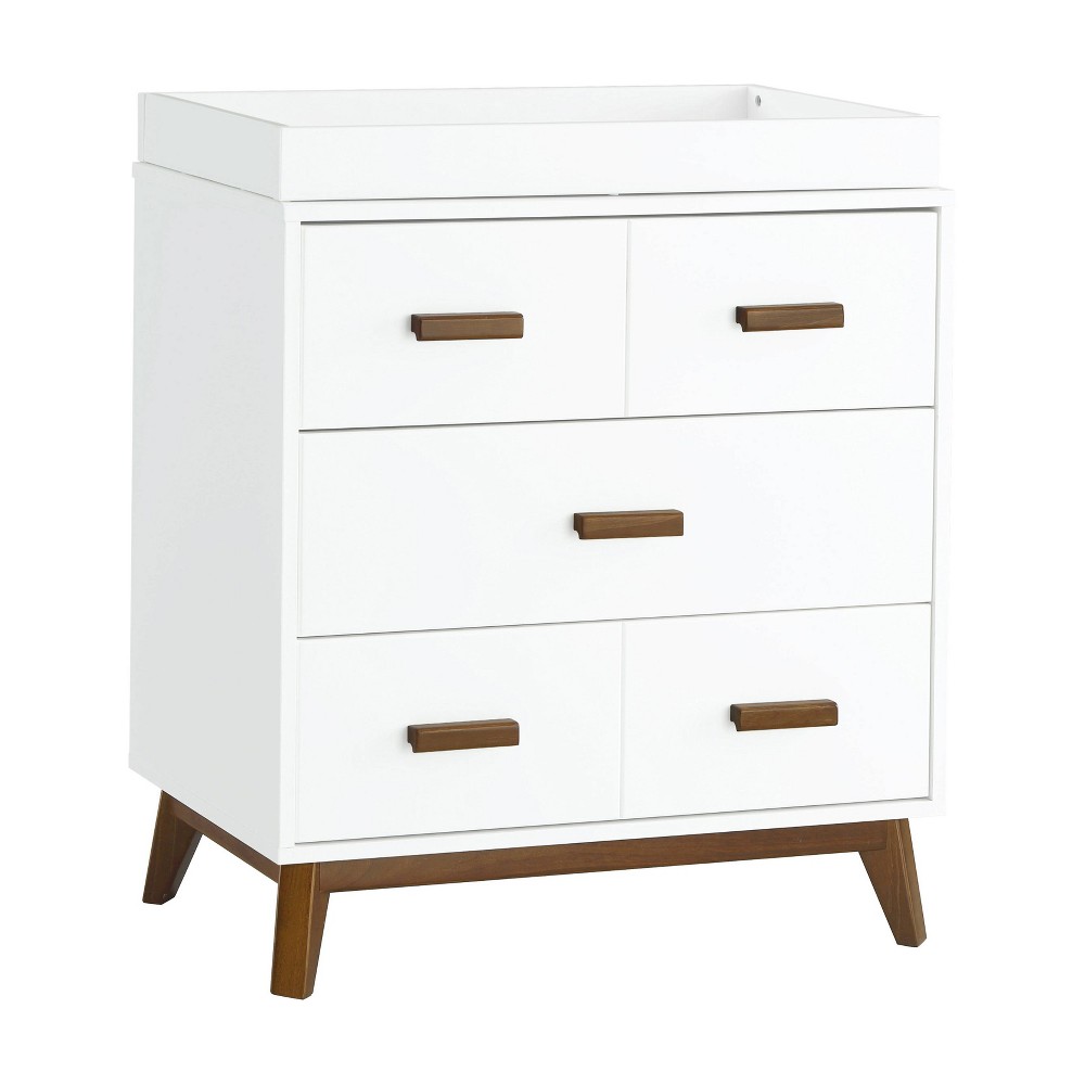 Babyletto Scoot 3-Drawer Changer Dresser - White/Natural Walnut