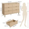 6 Drawer Dresser for Bedroom, Rattan Chest of Drawers with Deep Drawers, Large Modern Double Dresser - 2 of 4