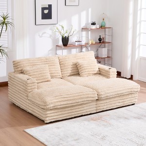 Polibi Oversized Double Chaise Lounge Sofa with Cup Holders and USB Ports - 1 of 4