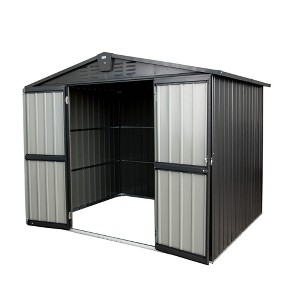 NicBex Metal Outdoor Storage Shed with Lockable Doors and Air Vents for Backyard Garden,Patio,Brown/Black - 1 of 4