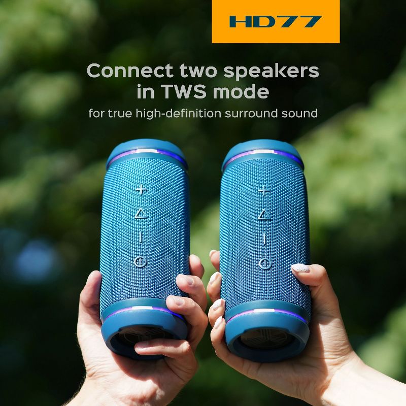 Treblab HD77 Ultra Premium Outdoor Rugged IPX6 Water Resistant Wireless Speaker - Blue (HD77BL), 5 of 7