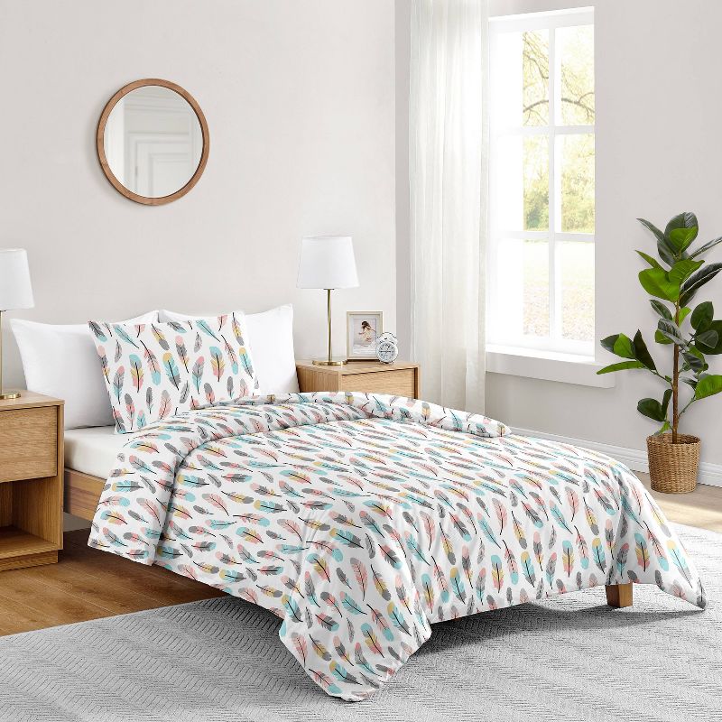 Twin Feather Kids&#39; Comforter Set Gray/Coral - Sweet Jojo Designs, 4 of 9