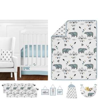 Sweet Jojo Designs Blue Crib Bedding Set - Bear Mountain - 11pc