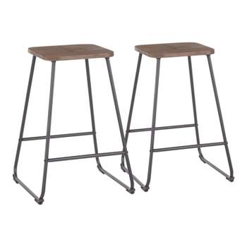 Set of 2 Zac Industrial Counter Height Barstool Espresso - LumiSource