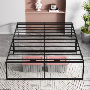 14 Inch Full Size Metal Platform Bed Frame with 3 in 1 Steel Support, Heavy Duty and No Box Spring Needed, Large Storage, Non-Shaking-Noise, Black - 1 of 4