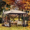 GustoWave 12'x12' Portable Hexagon Pop-Up Gazebo for Camping, Patio, Backyard, Khaki - 4 of 4