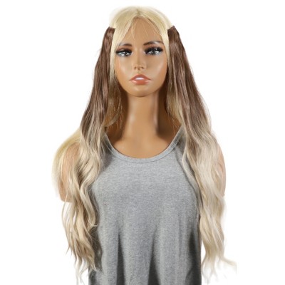 Unique Bargains Women's Water Ripple Curls Hair Extensions High Temperature Fiber 22in Gradient Beige 1 Set