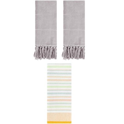 REGALWOVEN 3 Packs Cotton Absorbent Soft Hand Towels for Bathroom