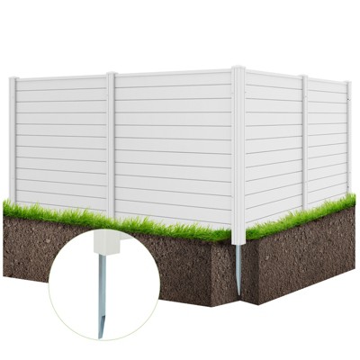 Tangkula 2PCS air conditioner fences  outdoor privacy fences  outside privacy screens trash can enclosures  pool equipment enclosures PVC privacy fences with metal ground stakes