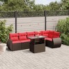 vidaXL Patio Sofa Set with Cushions and Table Outdoor 7 Piece Poly Rattan - Brown - 2 of 4