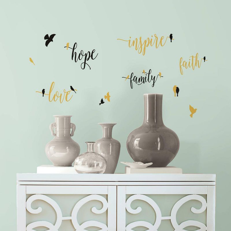 Inspirational Words with Birds Peel and Stick Wall Decal - RoomMates, 3 of 6