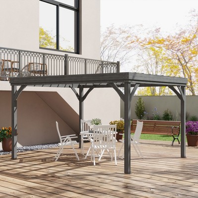 Gray Fir Wood 10' x 12' Outdoor Pergola Gazebo