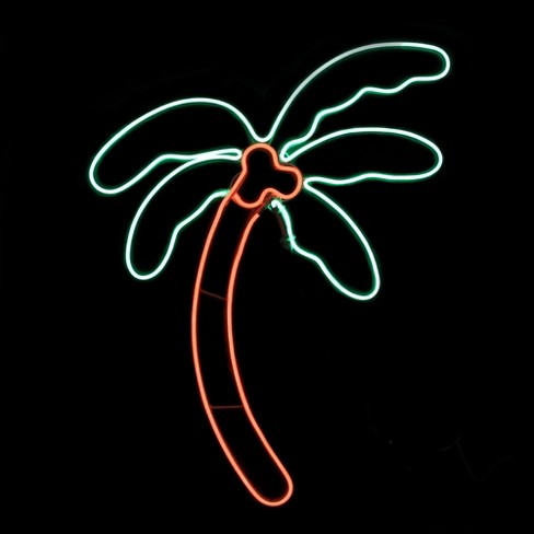 Northlight 24.5" Orange and Green LED Lighted Coconut Palm Tree Window Silhouette Decoration - image 1 of 3