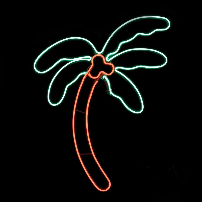 Northlight 24.5" Orange and Green LED Lighted Coconut Palm Tree Window Silhouette Decoration, 1 of 4