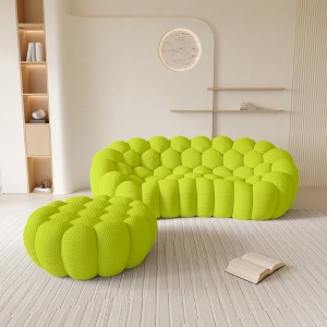 WJSHome 3 Seater Bubble Sofa with Ottoman, Curved Couch, Comfy Upholstered Sofa, Mesh Fabric 3D Honeycomb Shape Modern Couch - 1 of 4