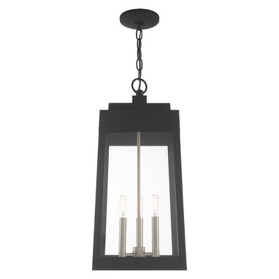 Oslo Black 3-Light Outdoor Pendant with Clear Glass