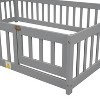 Full Size House Bed Frame with Fence Guardrail, Playful House Shape Safety Bed Platform for Kids Room, in Natural Wood, Grey & White - 4 of 4
