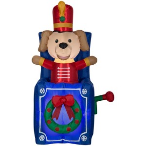 Gemmy Animated Christmas Inflatable Toy Soldier Dog in Pop Up Box, 5 ft Tall, Multi - 1 of 4