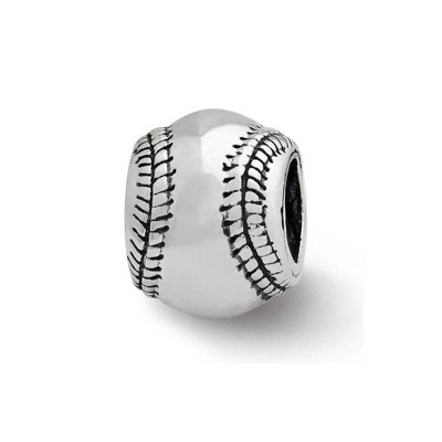 Black Bow Jewelry Sterling Silver Baseball Bead Charm