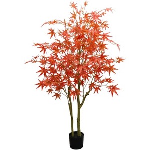 Artificial Maple Tree Indoor, with Realistic Silk Leaves, Fall Tree in Pot for Home Decoration Thanksgiving Harvest Fall Party - 1 of 4