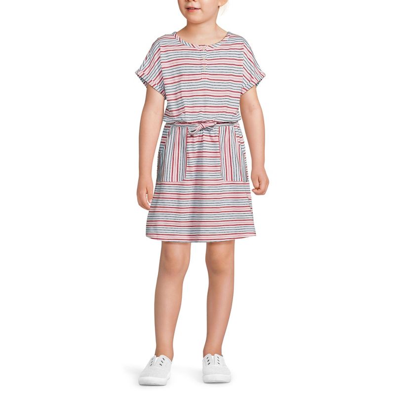 Lands' End Kids Short Sleeve Henley Jersey Dress, 3 of 4