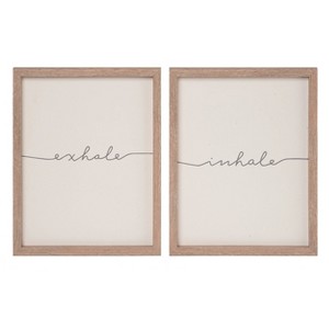 VIP Wood 14 in. Brown Inhale Exhale Script Wall Decor Set of 2 - 1 of 2