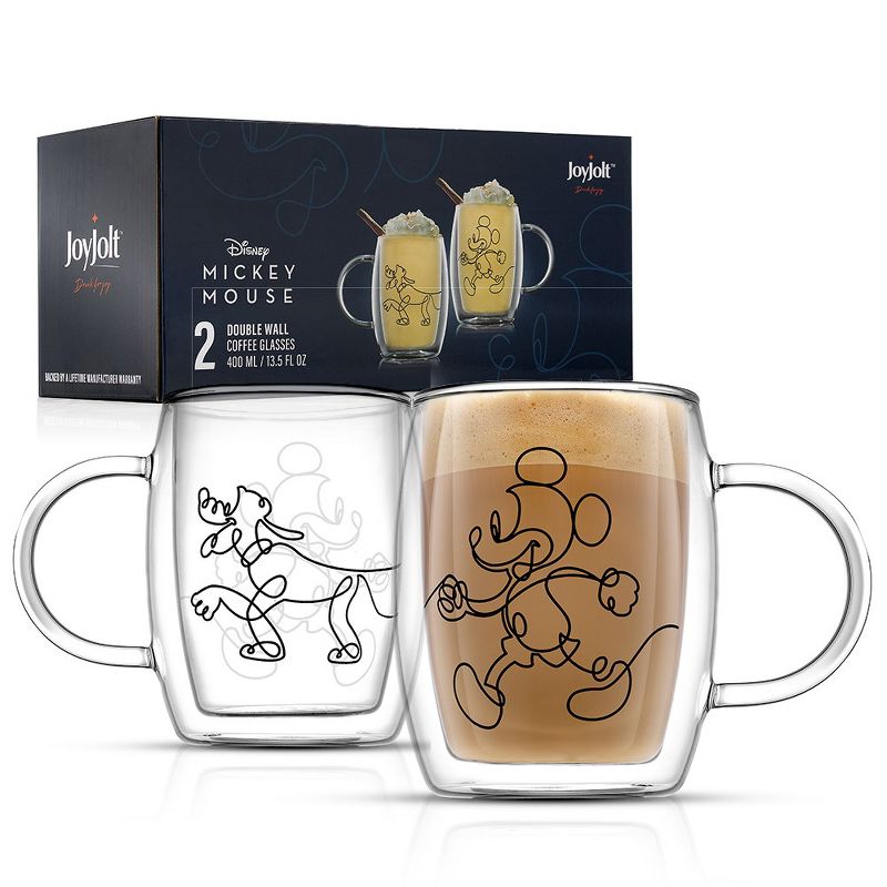 JoyJolt Disney Mickey and Pluto Glass Mugs - Set of 2 Double Wall  Tea Glass Coffee Cups - 13.5 oz, 1 of 9