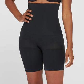 ASSETS by SPANX Women's Sheer Smoothers Un-Foiled Mid-Thigh Bodysuit -  Black S