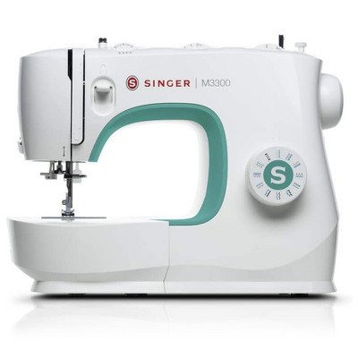Singer M3300 Portable Sewing Machine with 97 Stitch Applications, Pack of Needles, Bobbins, Seam Ripper, Zipper Foot, Automatic Needle Threader, White