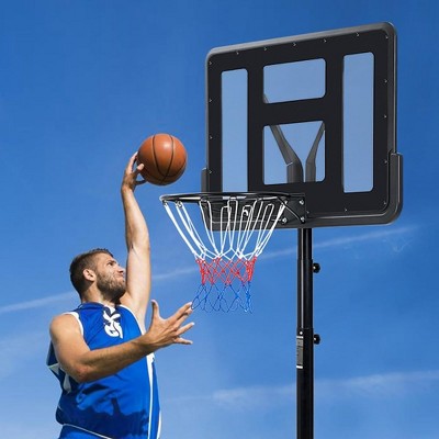 Adjustable Portable 44 Inch Black Basketball Hoop System