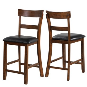 Tangkula Set of 2 Bar Stools Vintage Wooden Dining Chair for Kitchen, Bistro Brown&Black - 1 of 4