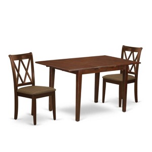 HomeStock 3-Piece Mahogany Finish Rectangular Solid Wood Top with Butterfly Leaf Dining Table Set - 1 of 4