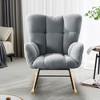 Vynxaria 27.1 Inch Teddy Fabric Accent Chairs, Olive Green Rocking Chairs with Armrests, Ideal for Bedroom and Living Room - 2 of 4