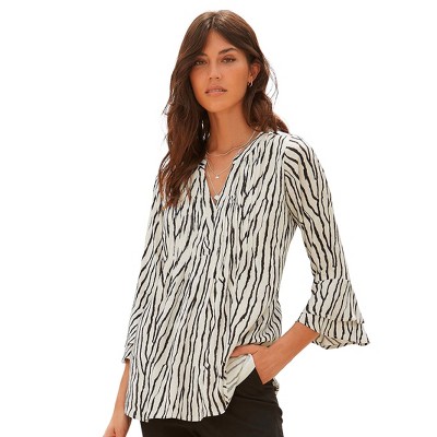 Women's Flare Sleeve Printed Blouse Shirt - LASCANA