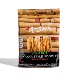 A-Sha Foods Hakka Wide Noodles with Chili Sauce - 16.75oz