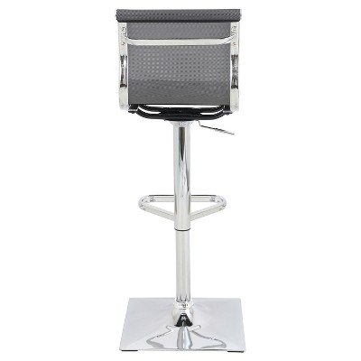 Mirage Silver Adjustable Swivel Barstool with Mesh Seat