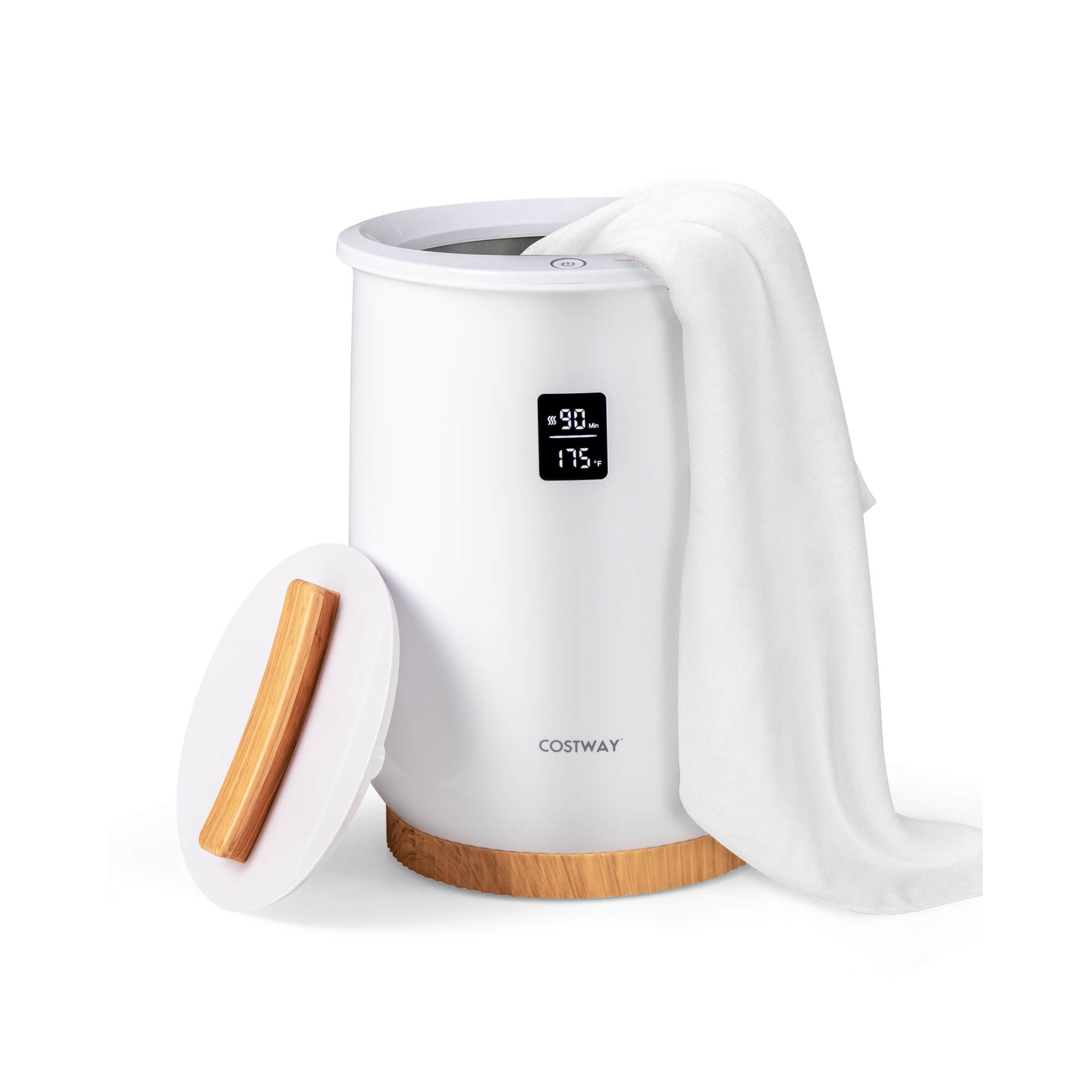 Costway 20L Bathroom Towel Warmer Bucket with Fragrance Holder & LED Display White