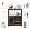 CuisinSmart 36''H Home Wine Cabinet,  w/Detachable Rack and Glass Holder Kitchen Buffet Sideboard w/Storage Shelf for Living Room,Dining Room, Retro - 4 of 4