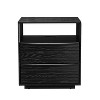 Vynxaria Mid Century Modern Nightstand with Charging Station & Outlet Hole, Louver Design  End Table for Living Room Reception Room Dorm, Black - 3 of 3