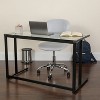 Emma and Oliver Glass Desk with Black Pedestal Metal Frame - 2 of 4