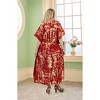 LEELA Women's Summer Holiday Beach Casual Dailywear Elegant Maxi Kaftan Dress Caftan Loungewear Dashiki House Dresses for Women 3X-4X Red, Stripe - 3 of 4