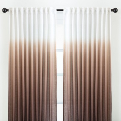 Gradient Ombre Brown and Flax Sheer Polyester Curtain Panels