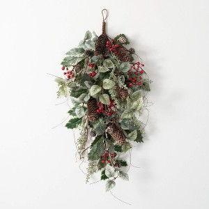 28"H Sullivans Frosted Holly Swag, Green - 1 of 2