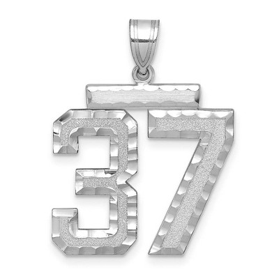 Black Bow Jewelry 14k White Gold, Varsity Collection, Large D/C Pendant, Number 37