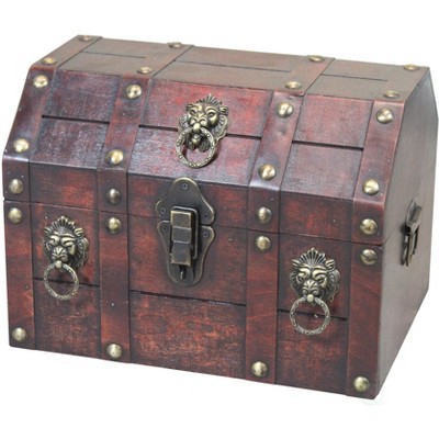 LARGE OPEN WOOD TREASURE CHEST wooden pirate storage box VINTAGE LOOKING #201 LG 