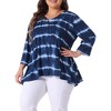 Agnes Orinda Women's Plus Size Tie Dye Printed Button Decor V Neck 3/4 Sleeve Flowy Casual T-Shirts - 2 of 4